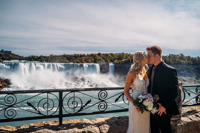Elopement with Niagara Falls in background